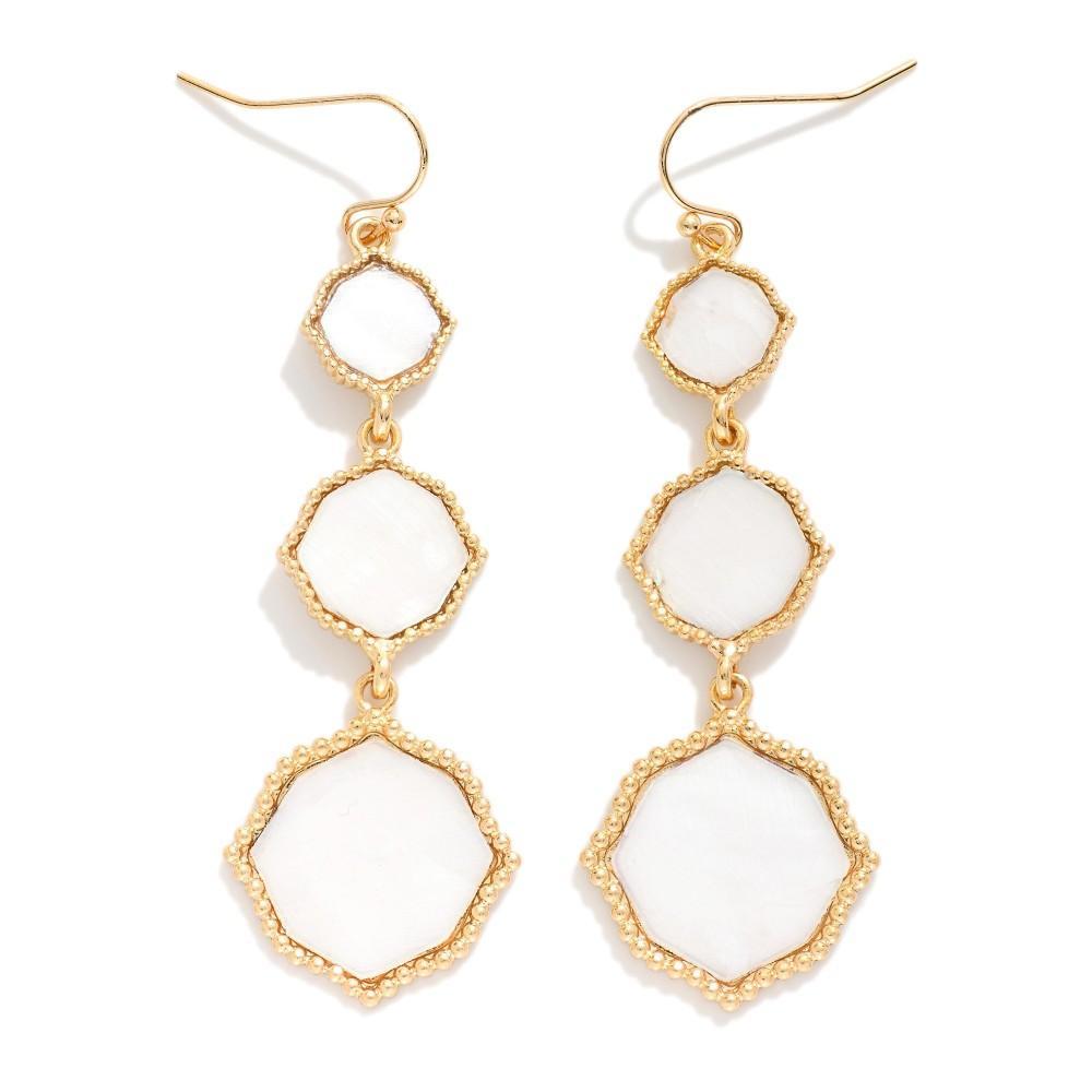 White Pearlescent Drop Earrings