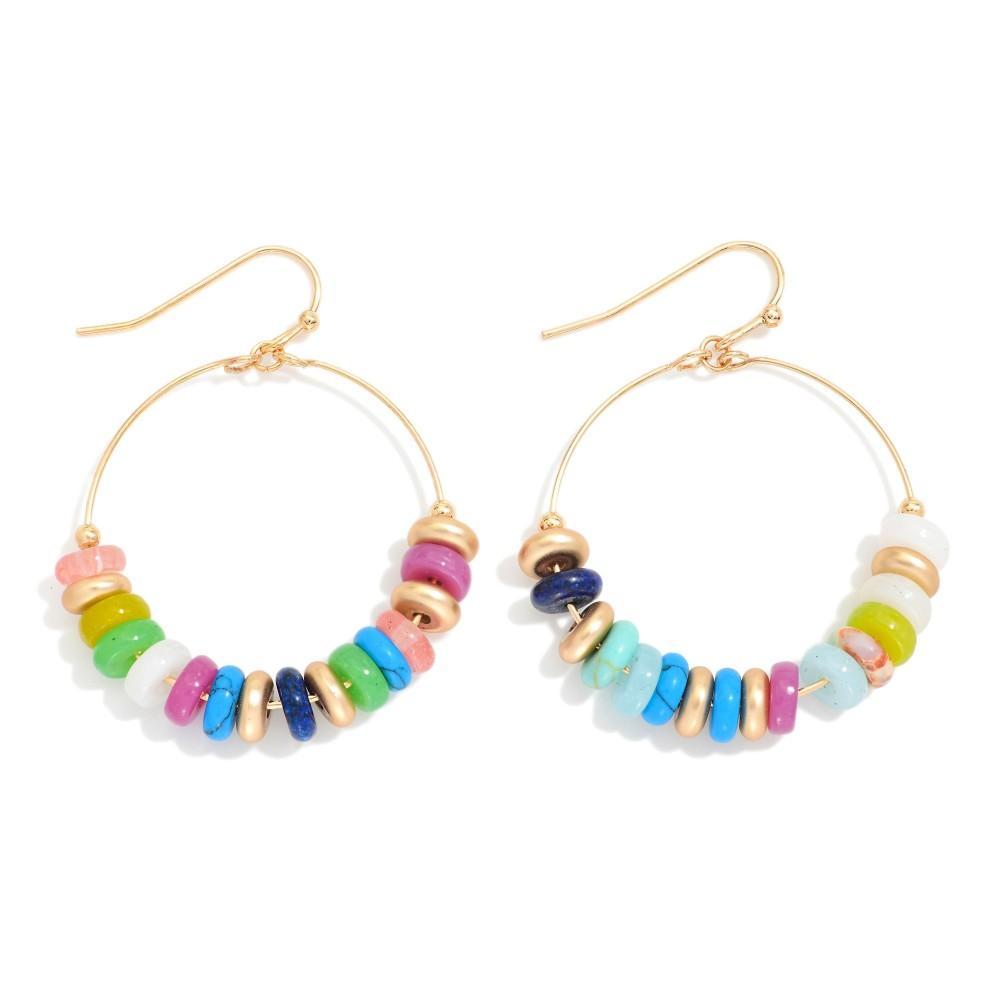 Beaded Hoop Drop Earrings
