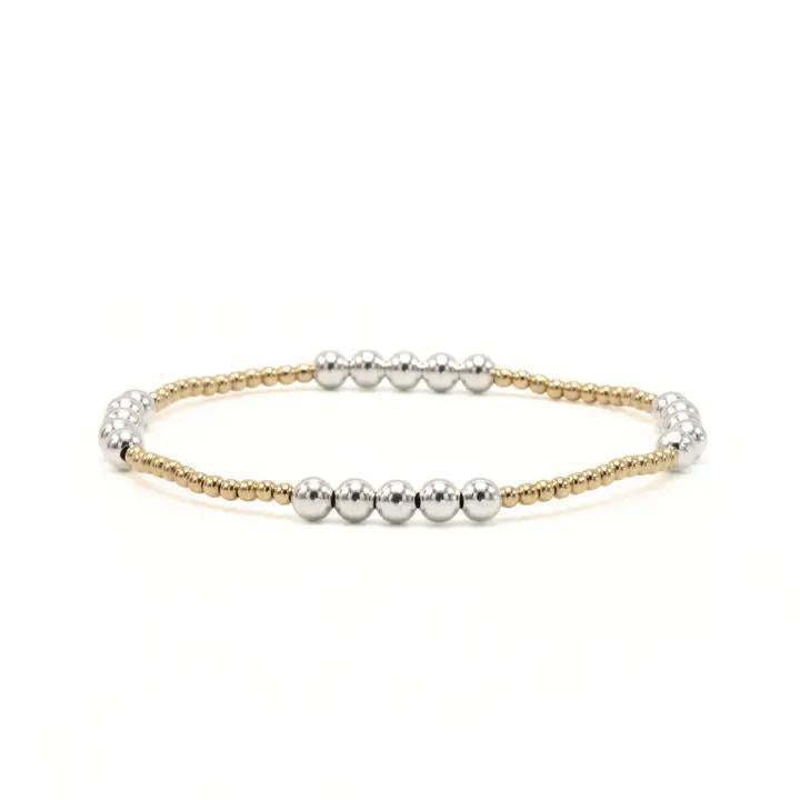 The Hamptons Alloy 2*4 14k Gold-Filled with Sterling Beaded Bracelet-6.5"