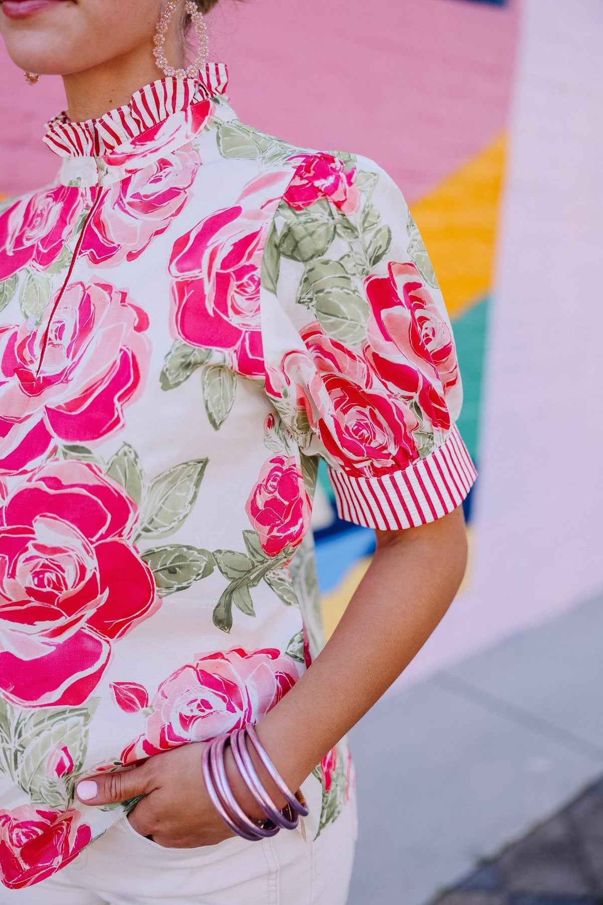 Fuchsia Floral Print Top