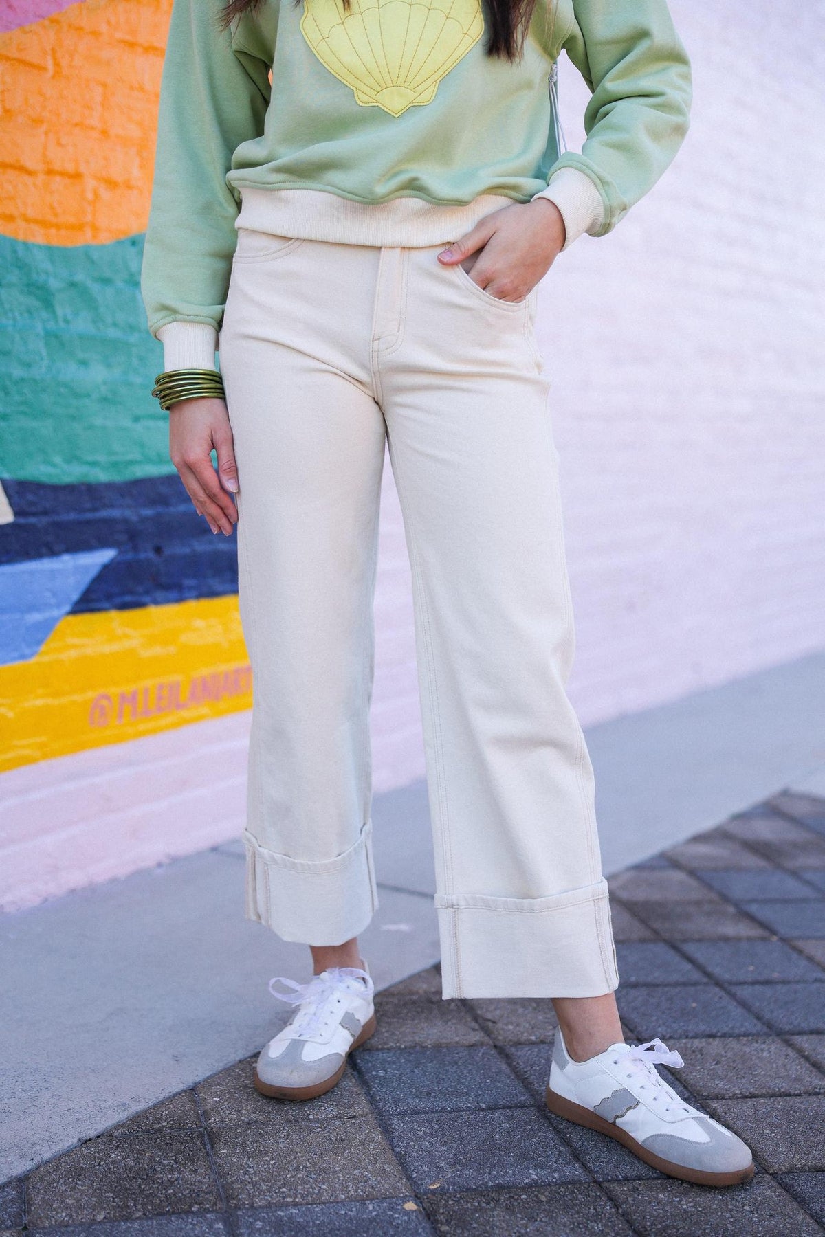 Simply Chic High Rise Cuffed Wide Leg Jean