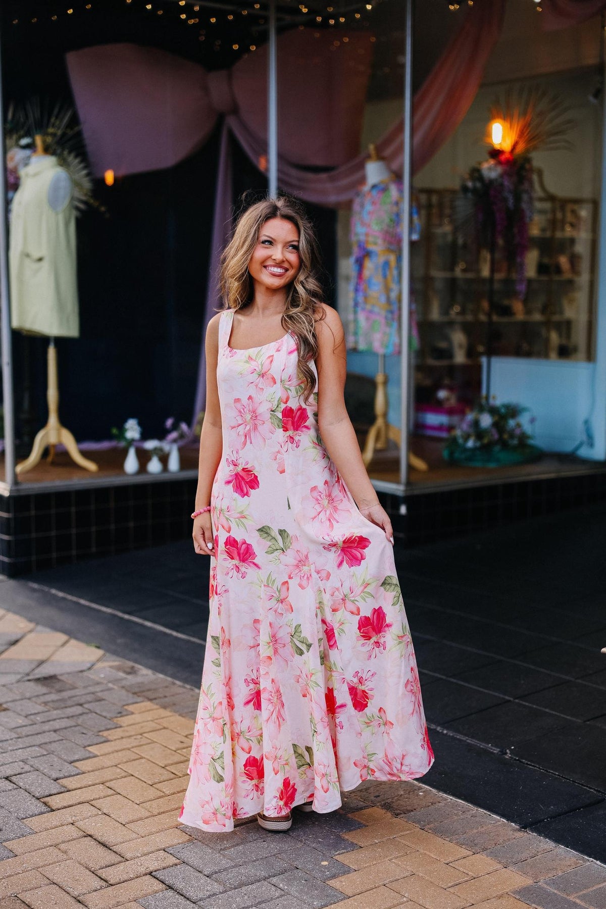 Cream Floral Maxi Dress