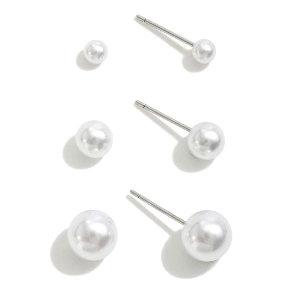 Pearl Set of Three Earrings