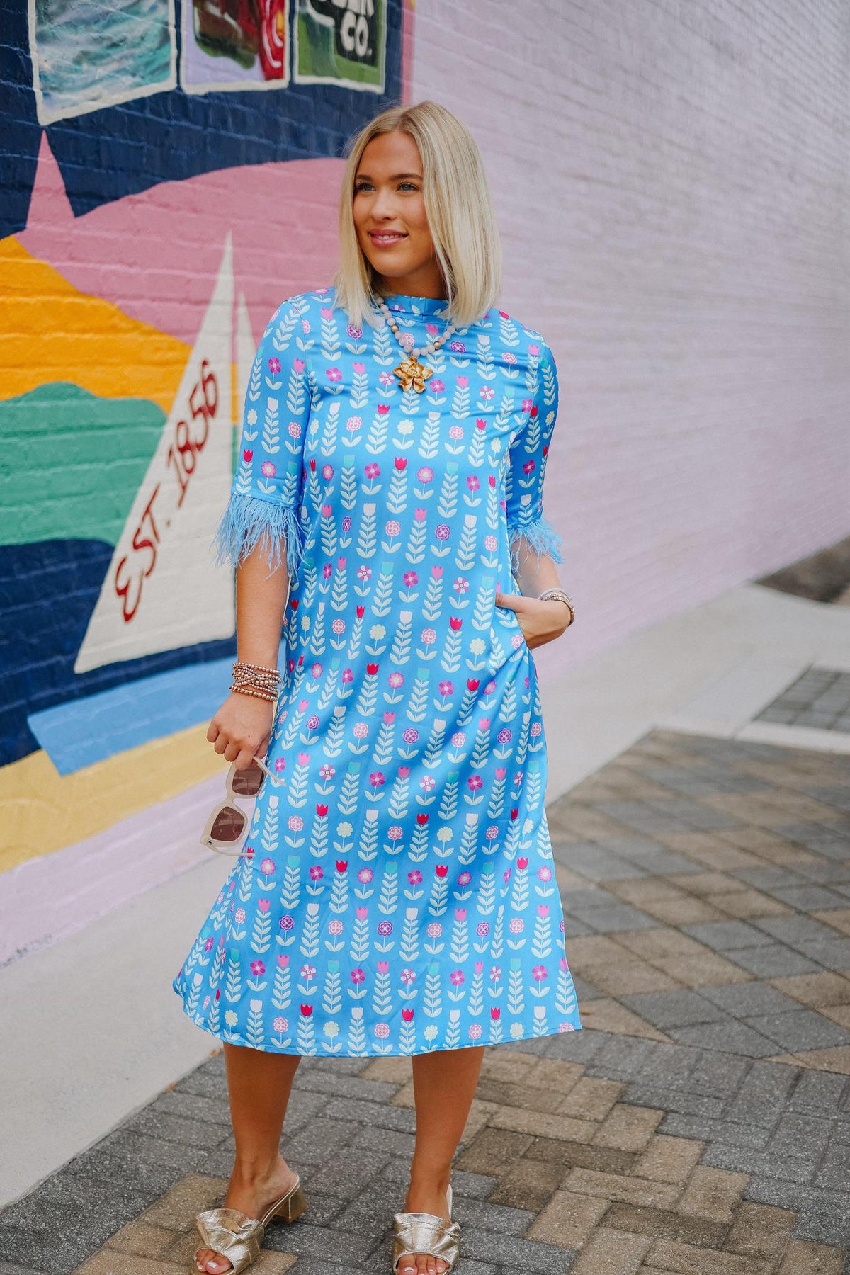 Grace Luxe Feather Caftan Maxi Dress