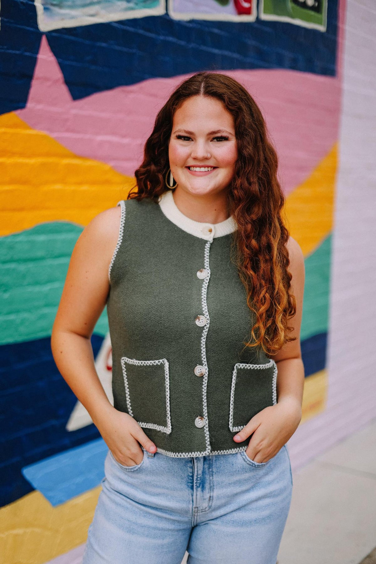 Olive & Oat Stitched Vest