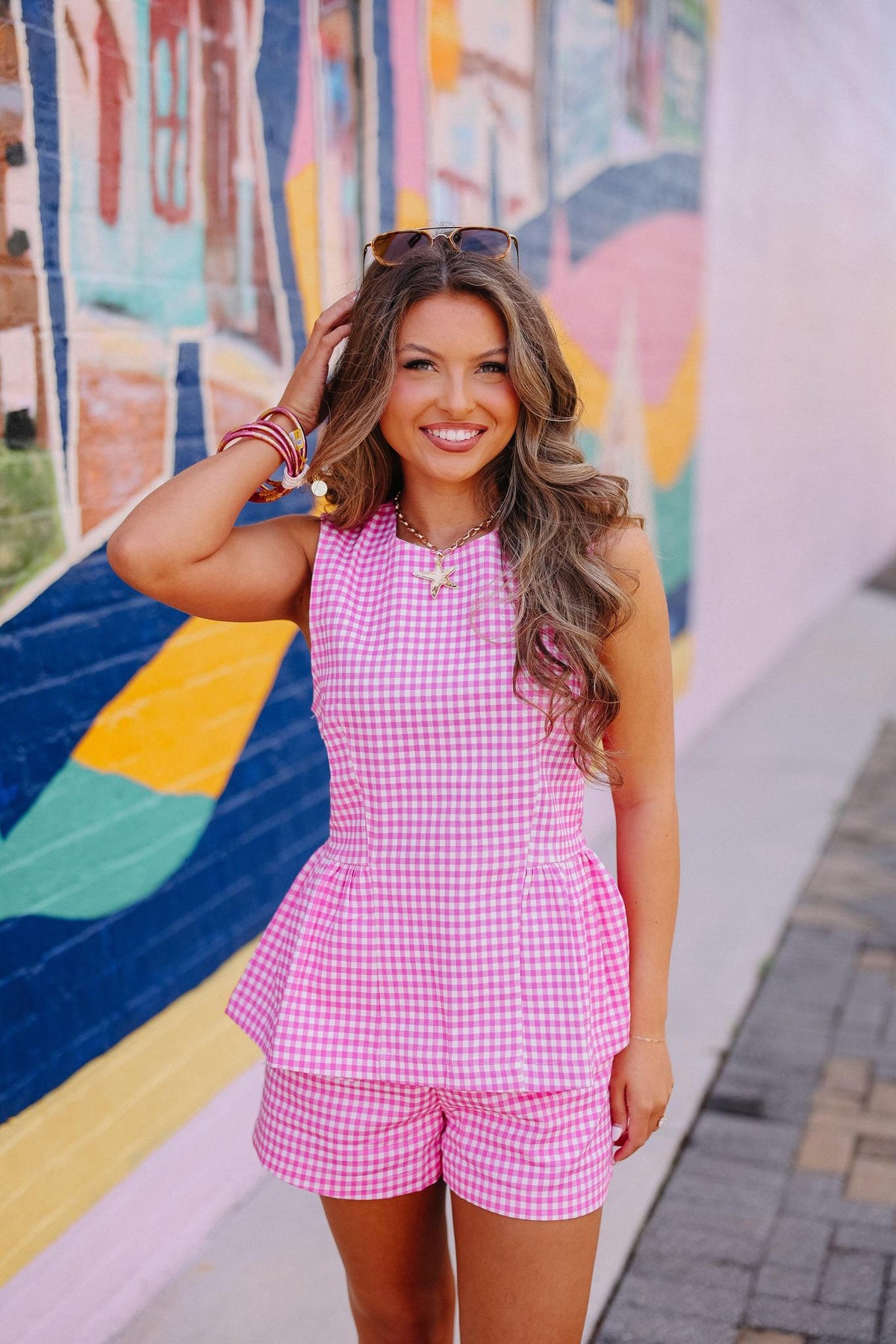 Pink Gingham Short Set