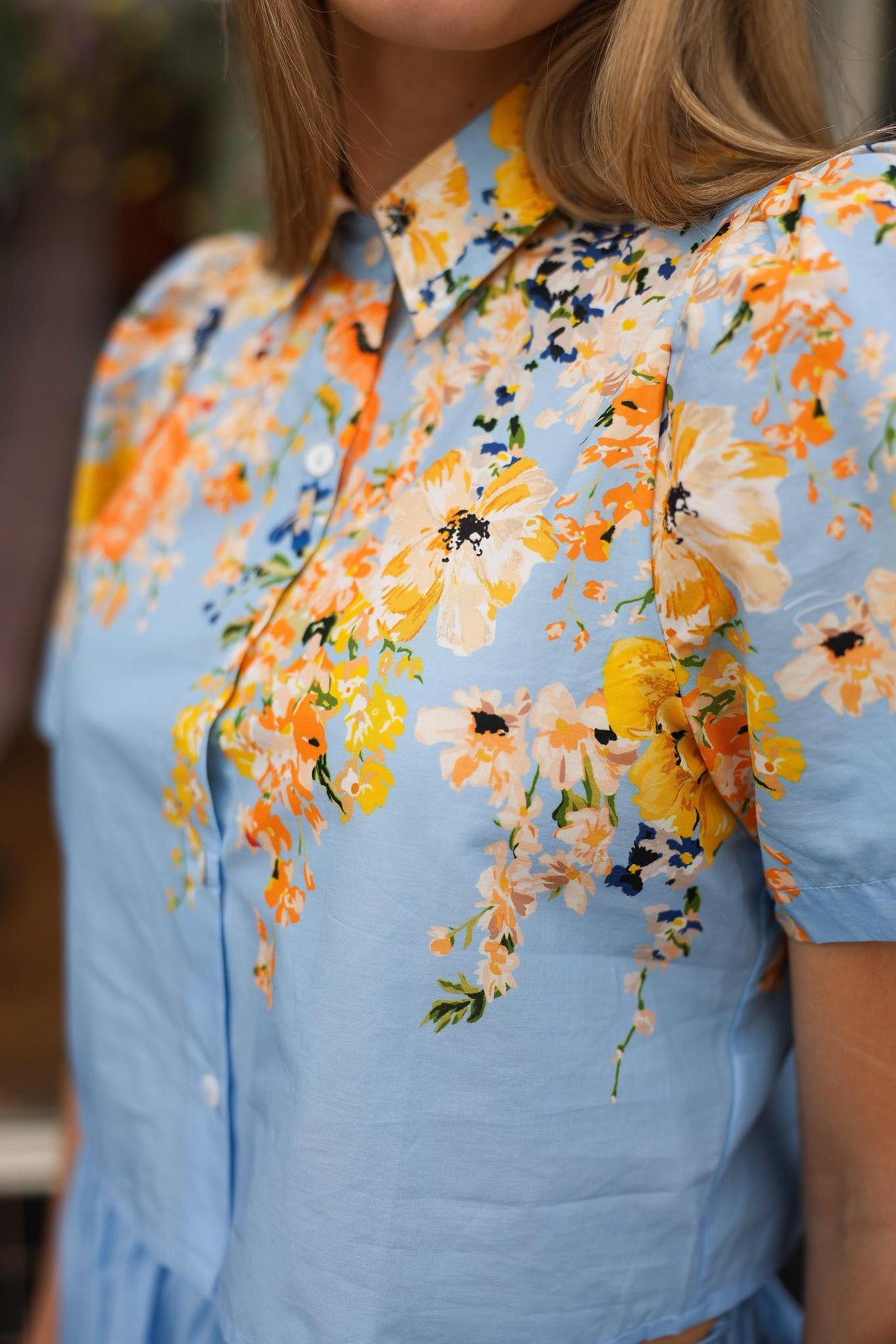 Blue Floral Two Piece Midi Set