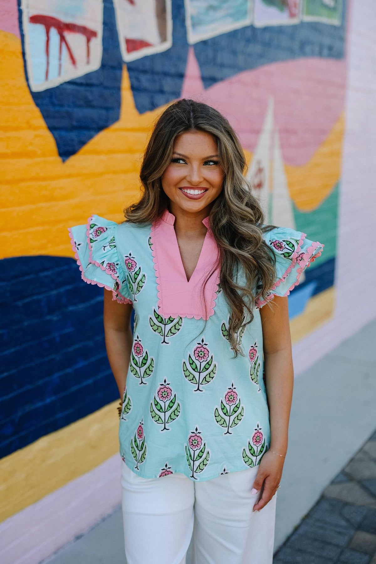 Mint Floral Breeze Top