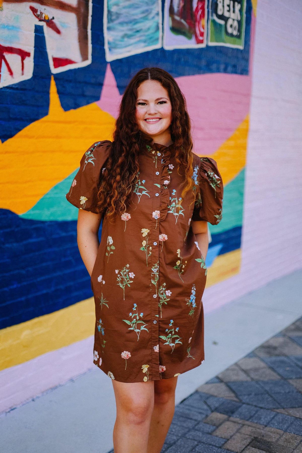 Chestnut Blooms Mini Dress