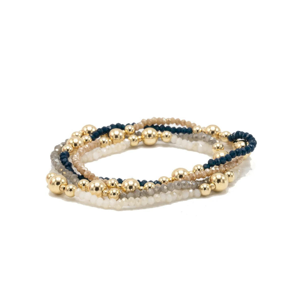 The Nantucket Shimmer Champagne & 14k Gold- Filled Beaded Bracelet by Erin Gray - 6.5"