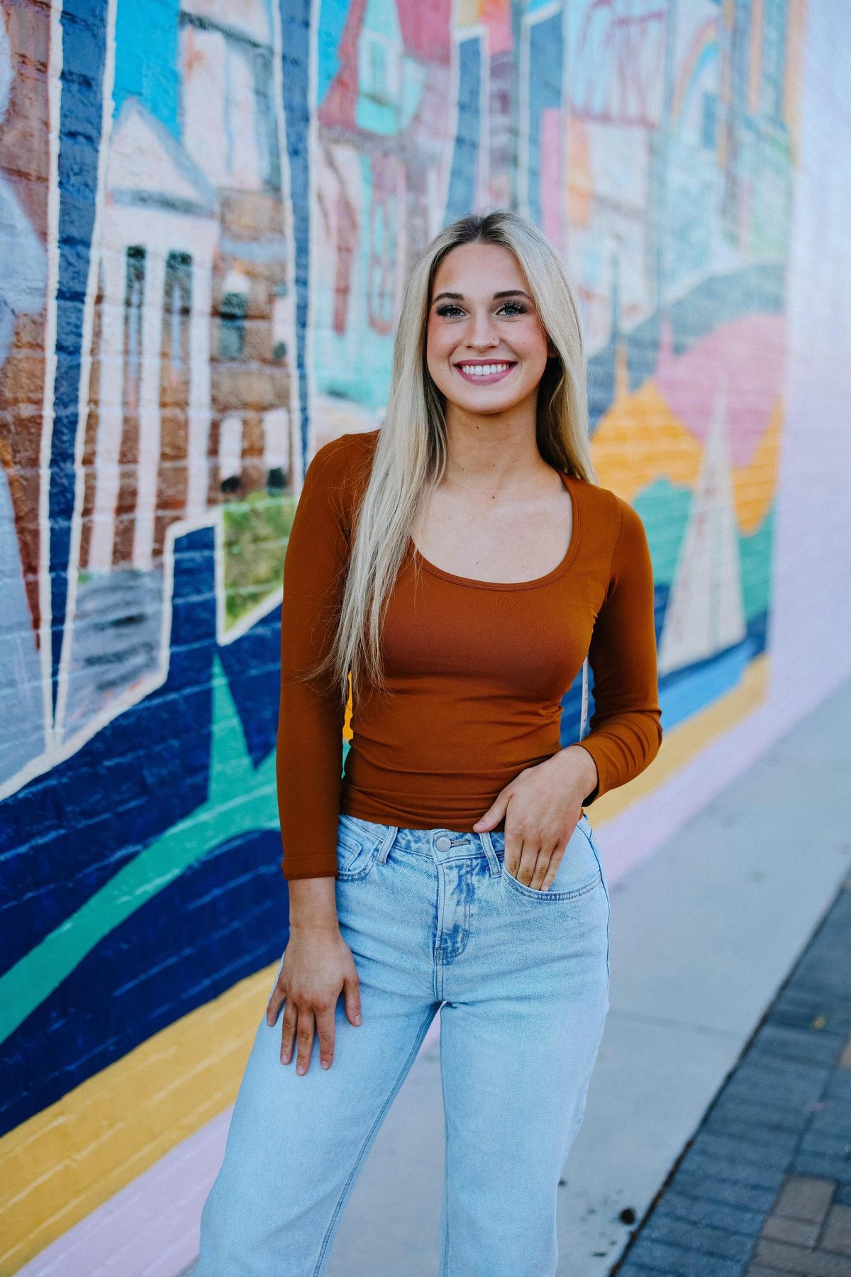 The Scoop Long Sleeve-Carmel