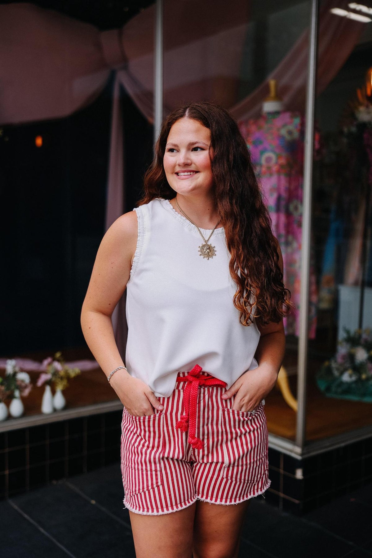 Red & White Striped Shorts