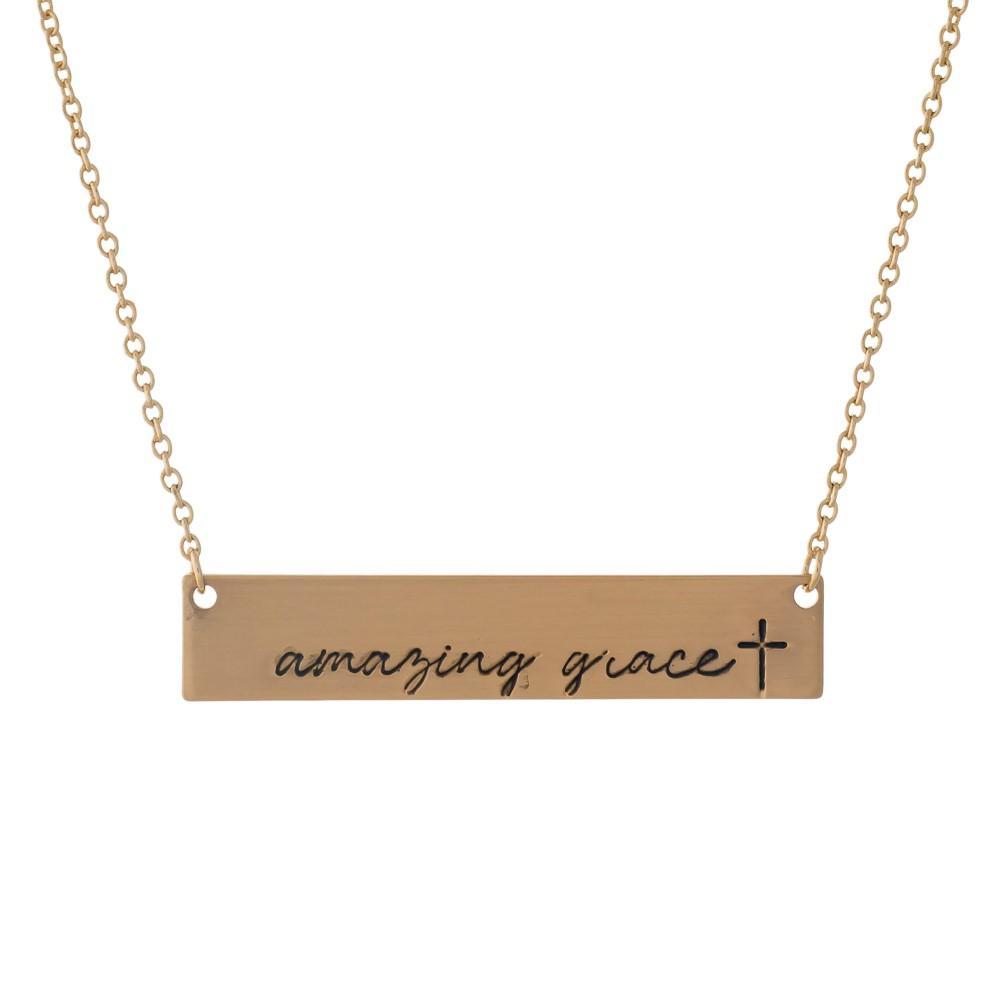Amazing Grace Necklace in Matte Gold