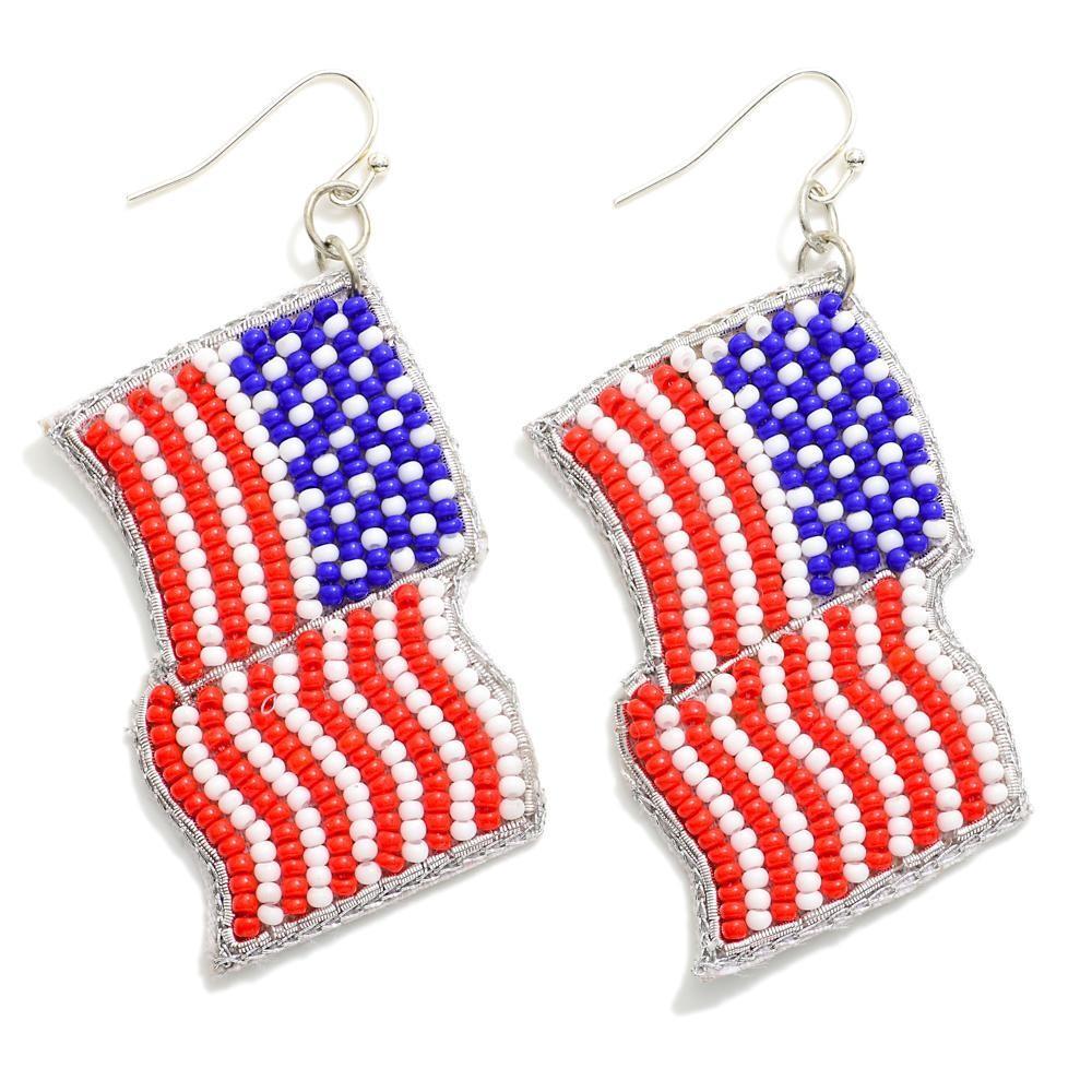 American Flag Beaded Earrings