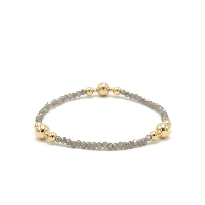 The Nantucket Shimmer Gray & 14k Gold-Filled Beaded Bracelet-7"