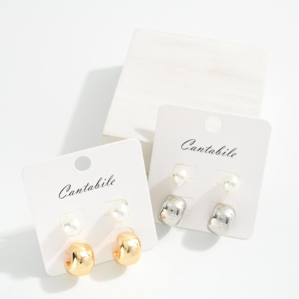 Pearl & Pop Earring Set