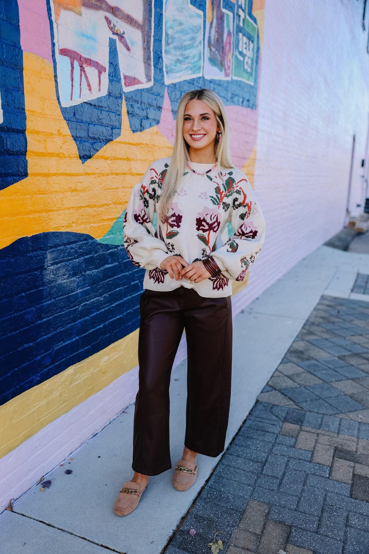 Cozy Cream Floral Sweater