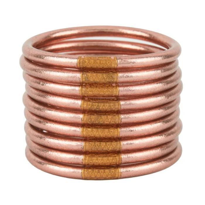Rose Gold All Weather Bangles (Set Of 9) - Serenity Prayer