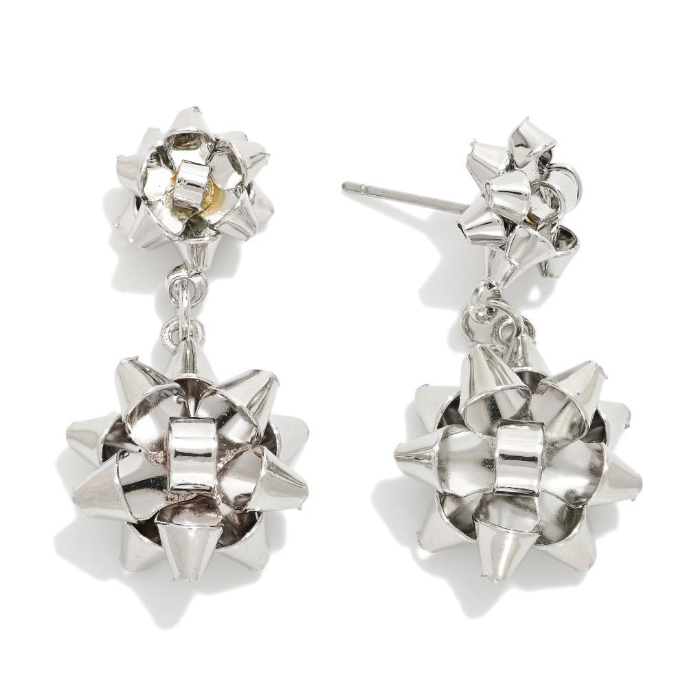 Silver Bells Bow Earrings