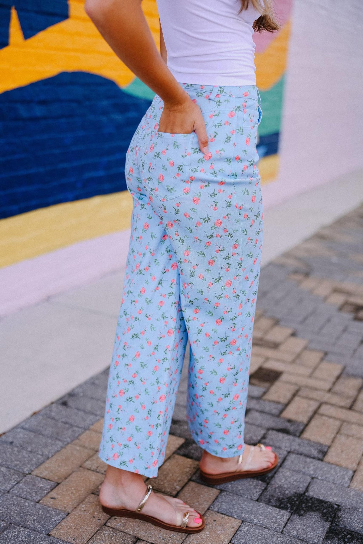 Blue Floral Pants