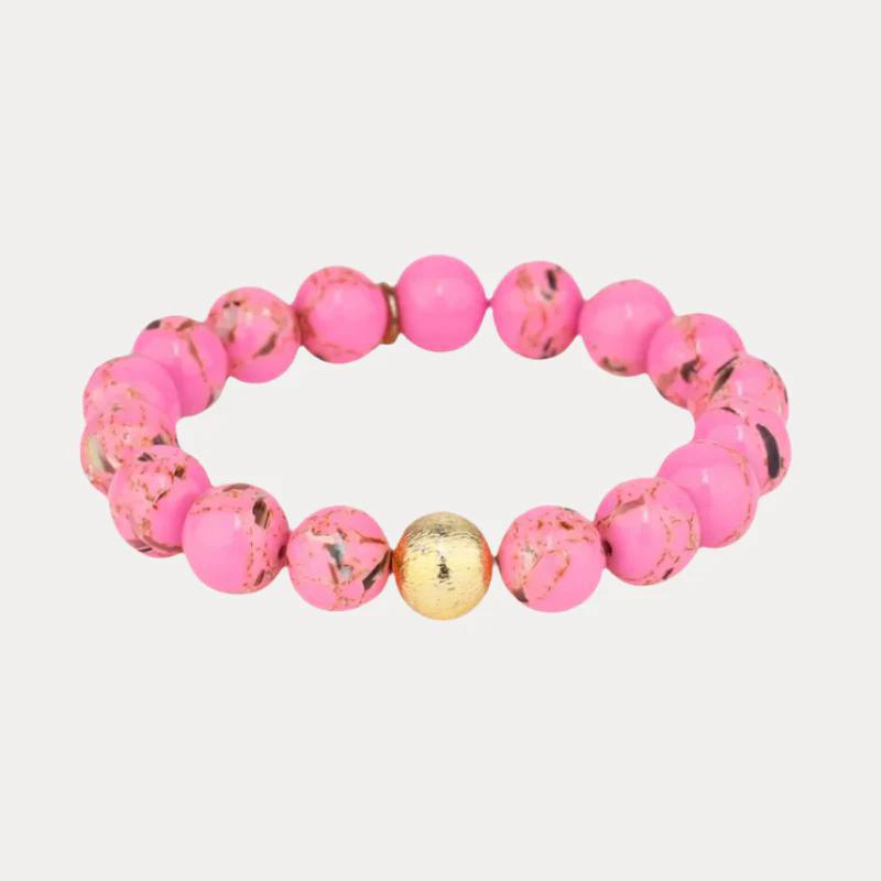 Pink Marble Beaded Bracelet by BuDhaGirl