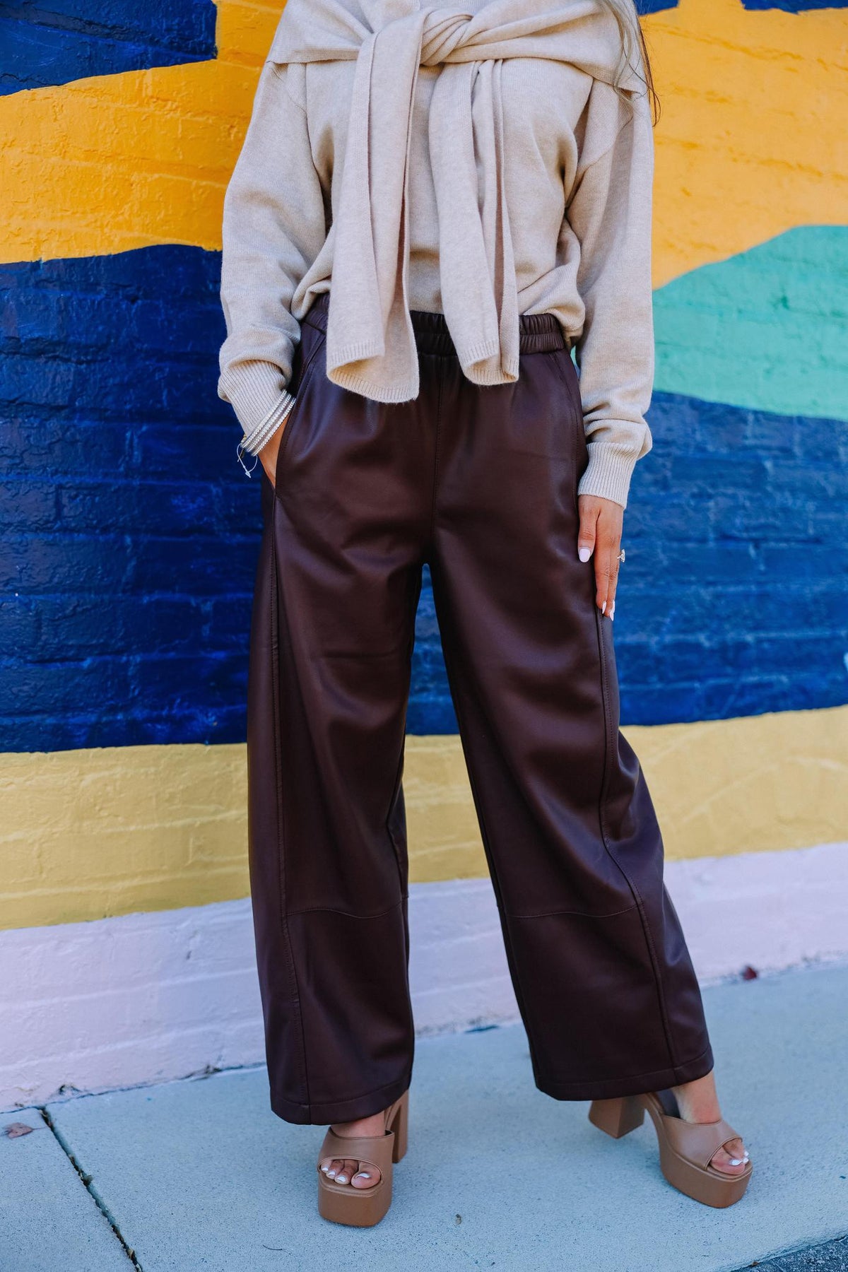 Berry Bold Faux Leather Pants