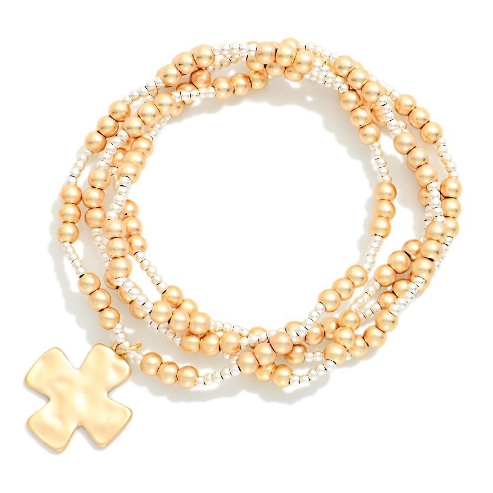 Multi - Metal Cross Bracelet