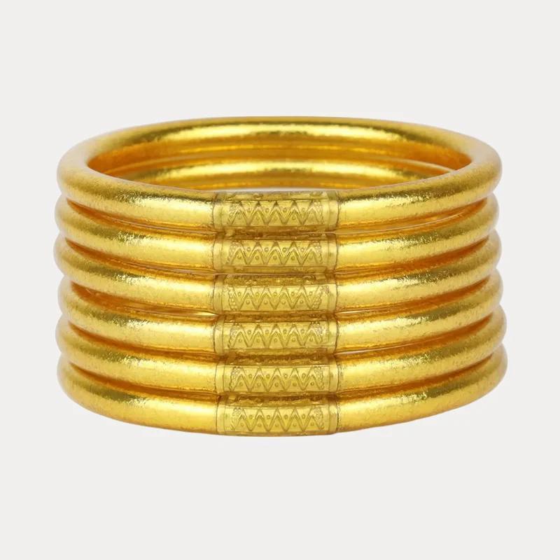 Gold All Weather Bangles (Set Of 6) - Serenity Prayer by BuDhaGirl