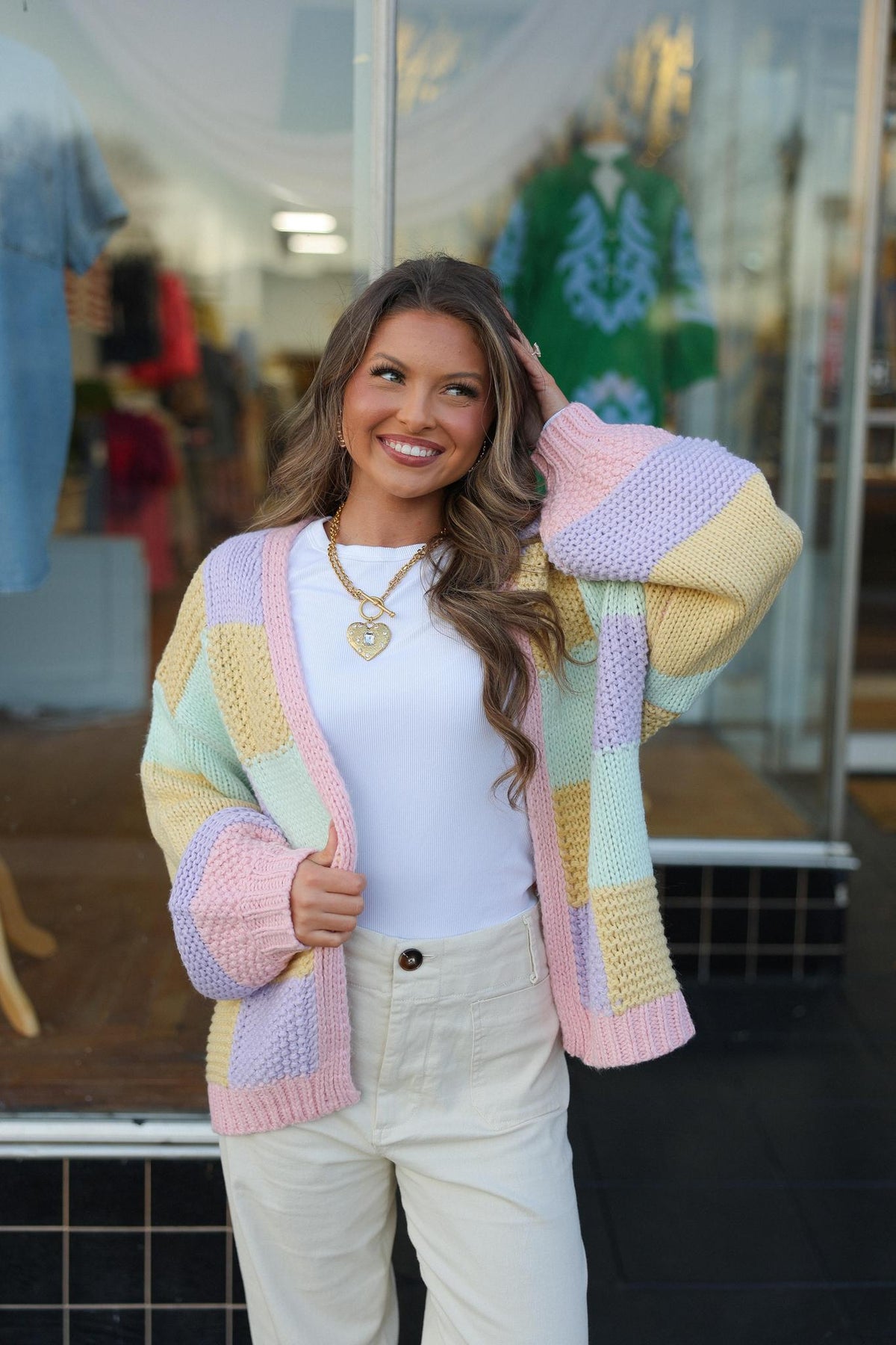 Cotton Candy Check Cardigan
