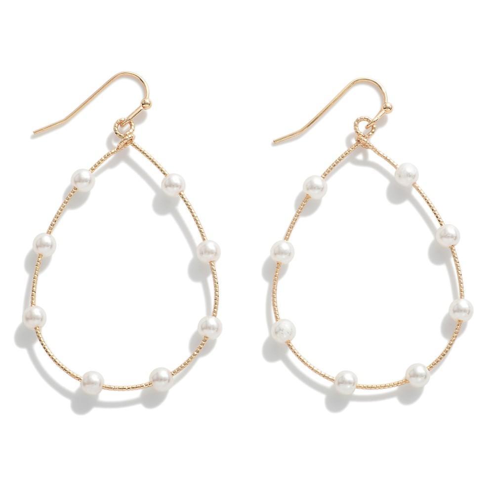 Gold Pearl Teardrop Earrings