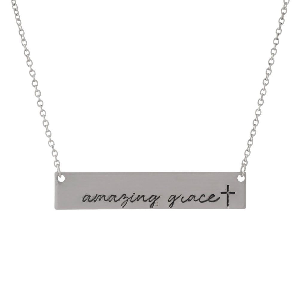 Amazing Grace Necklace in Matte Silver