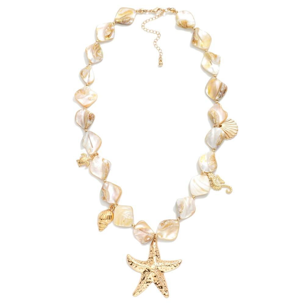 Shell Beaded Beach Charm Necklace