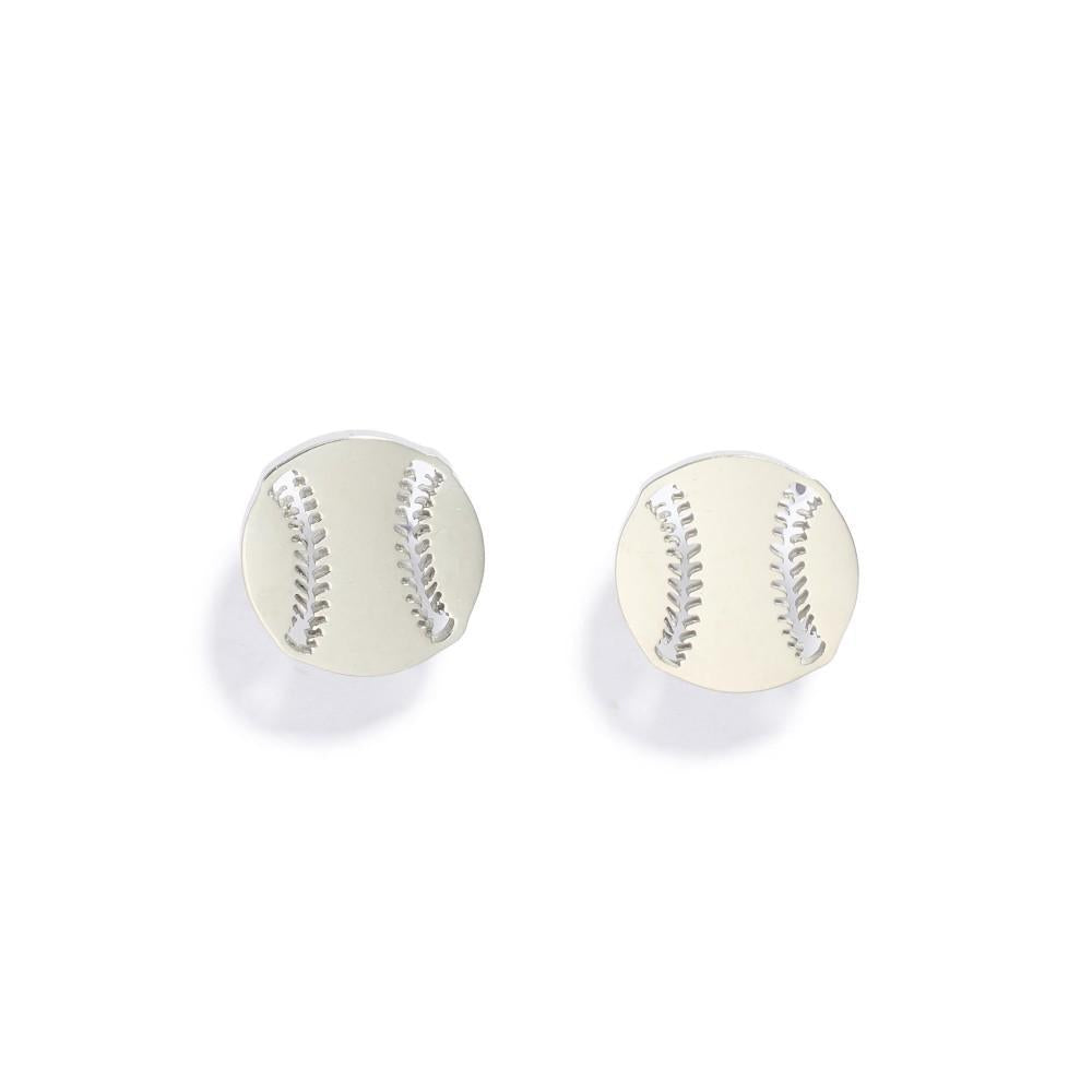 Homerun Baseball Stud Earrings - Silver