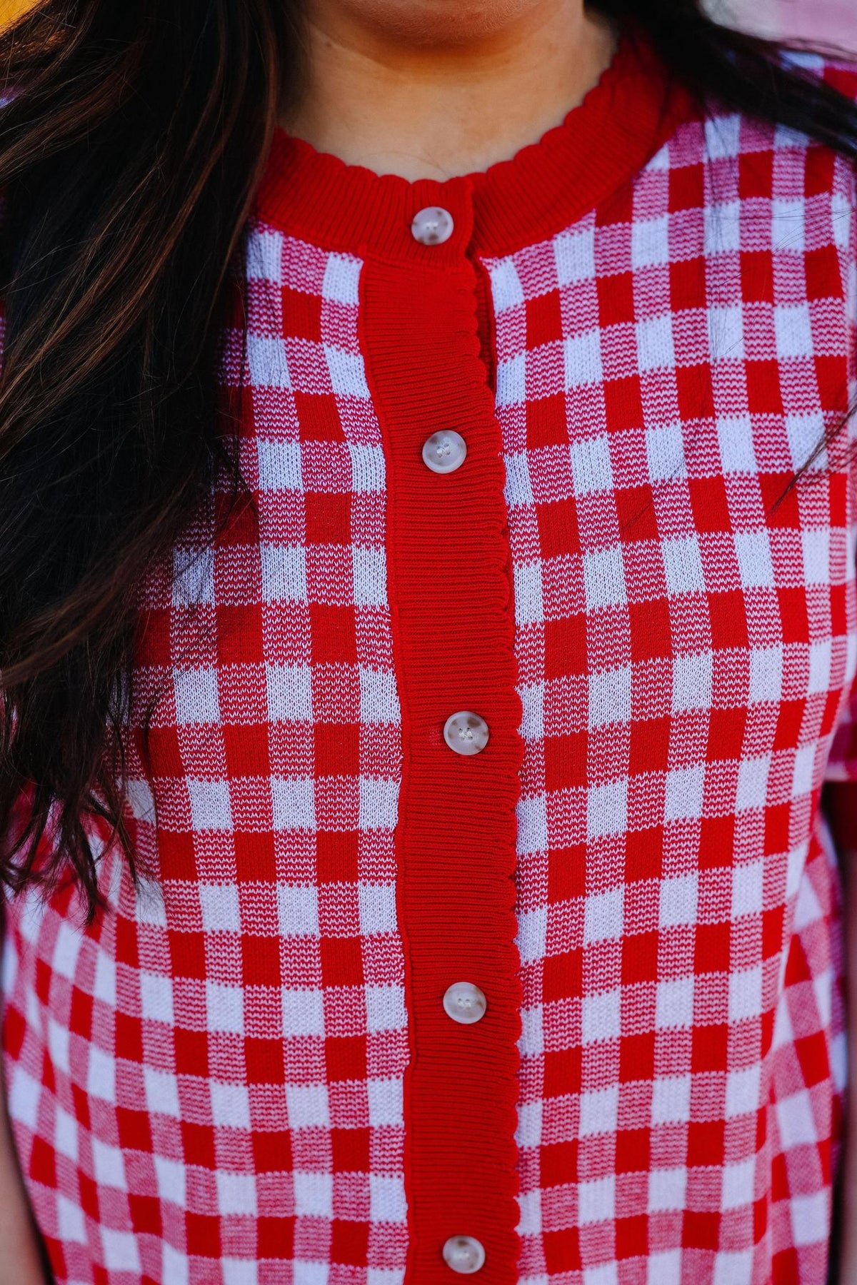 Sweetheart Check Knit Cardigan