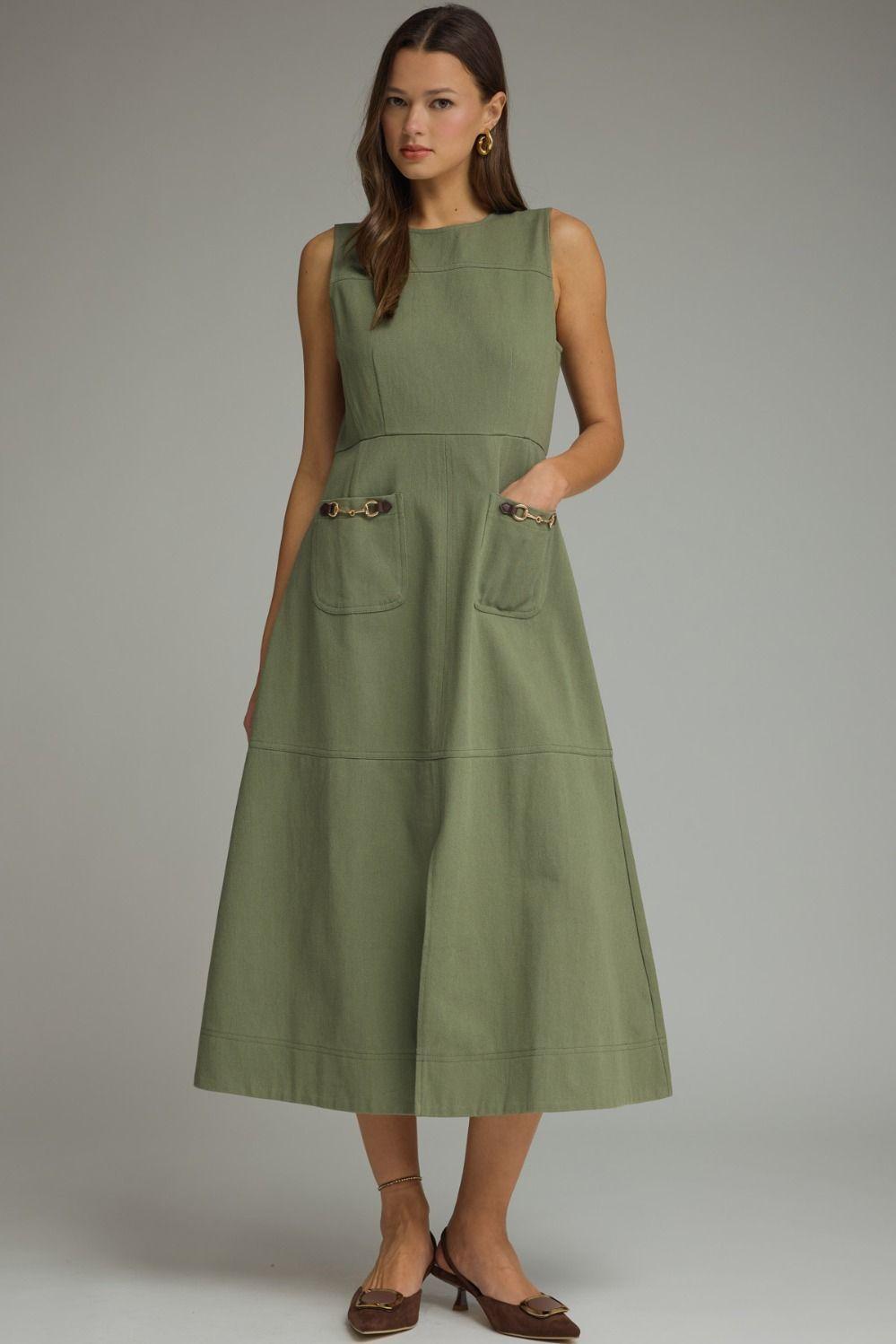 Fit and Flare Olive Midi dress