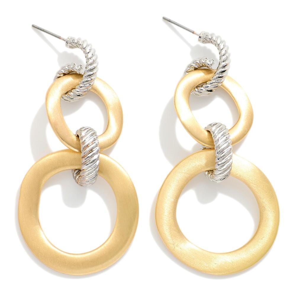 Two Tone Luxury Link Earrings