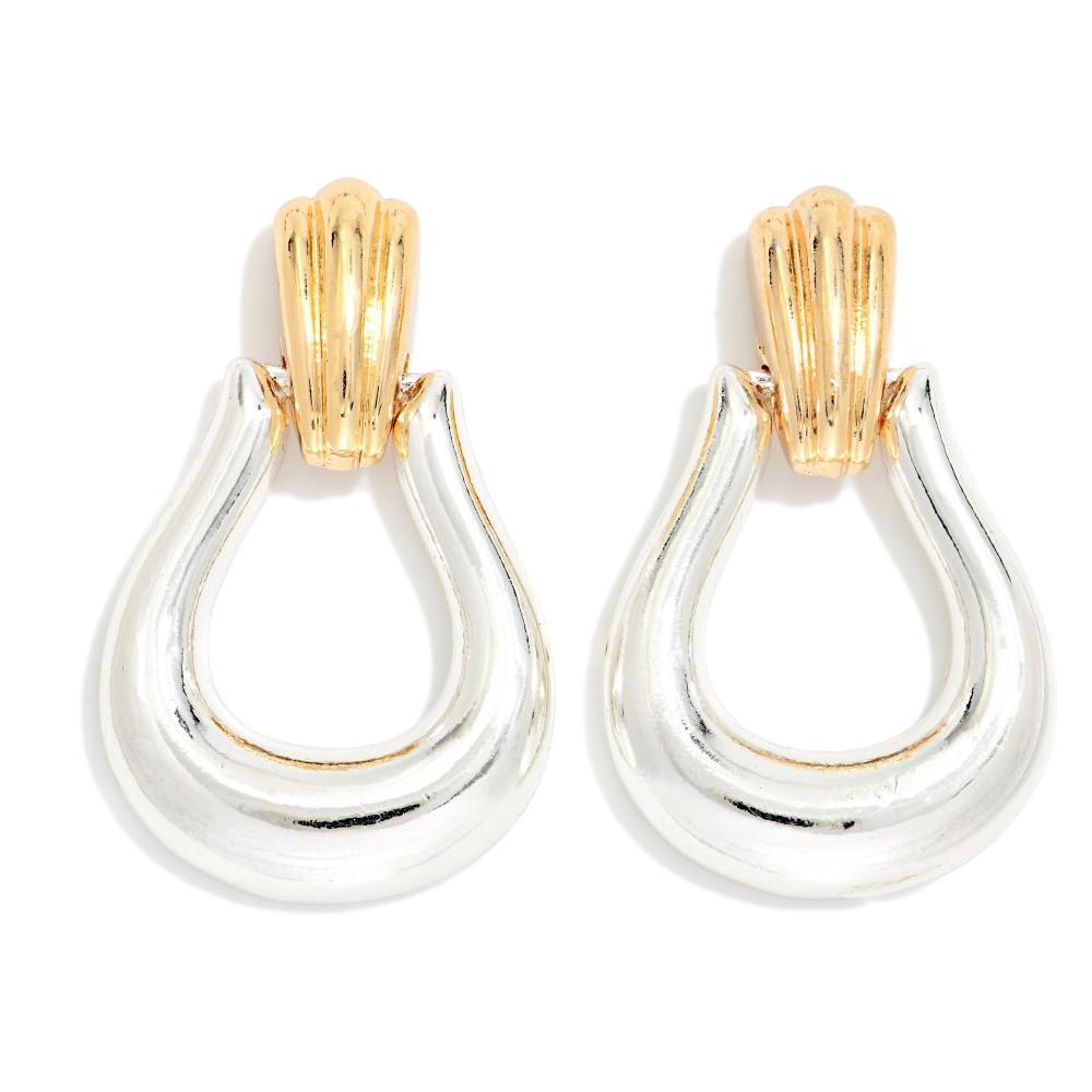 Two Tone Door Knocker Earrings