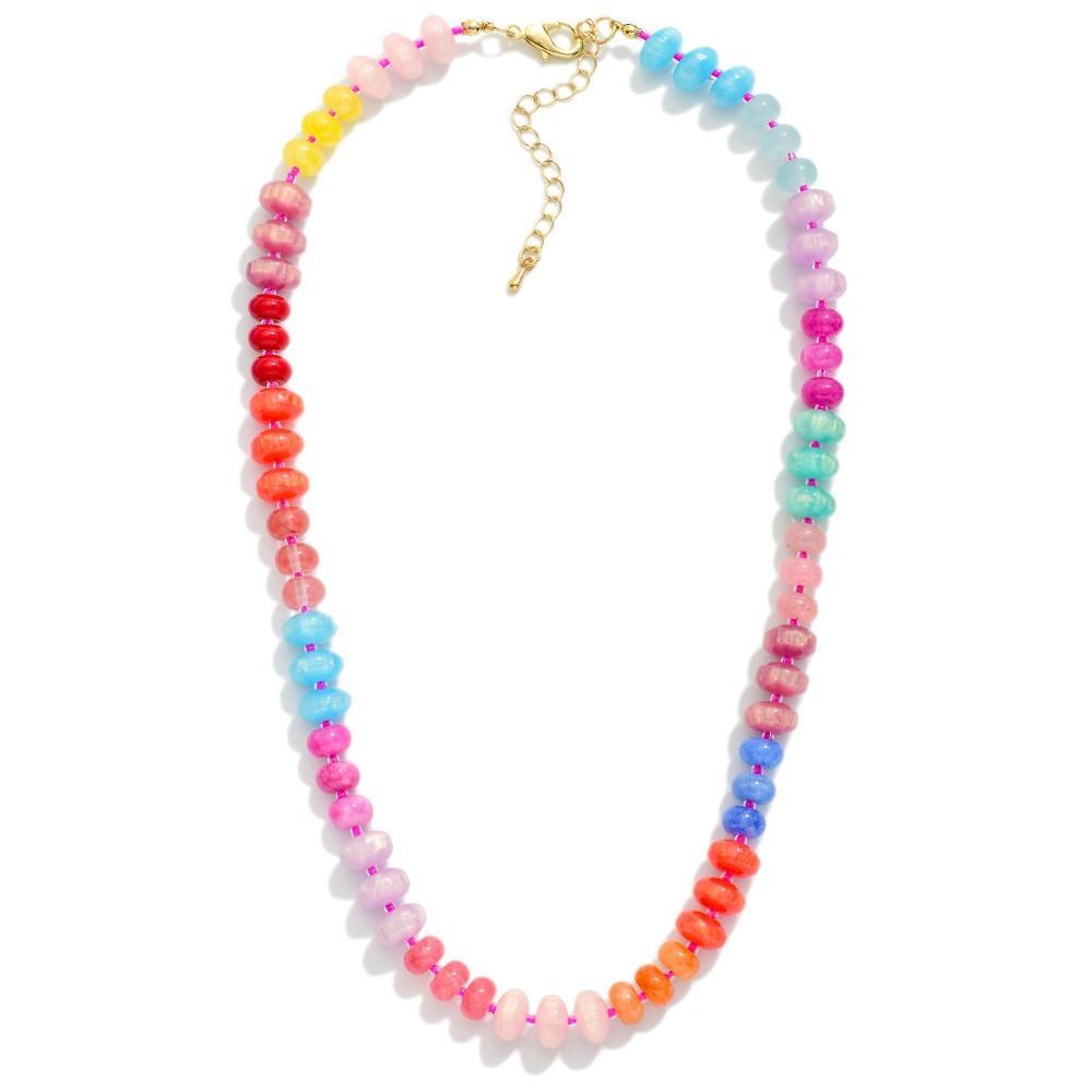 Pink Multi Color Candy Stone Bead Necklace