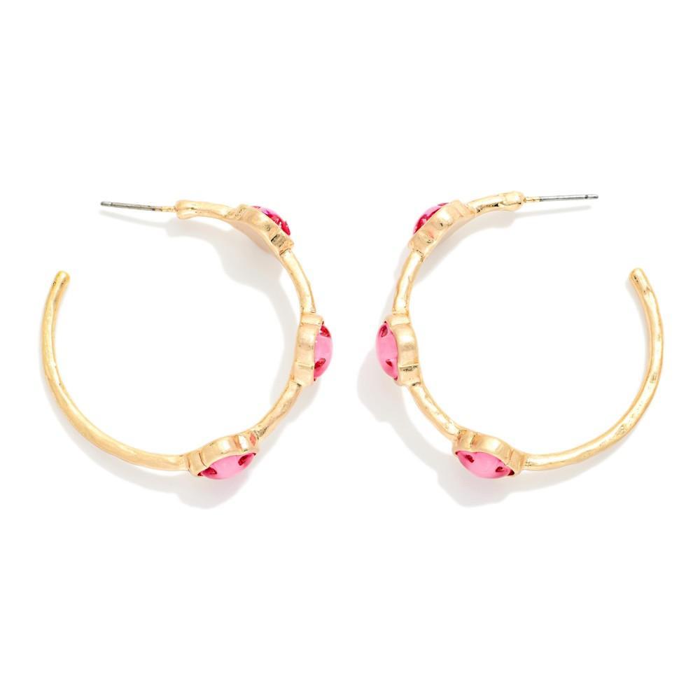 Pink Clover Hoop Earrings