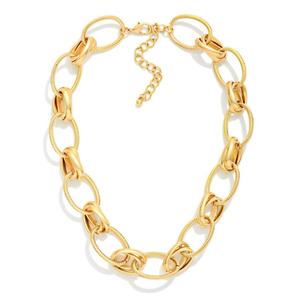 Twisted Gold Chain Link Necklace