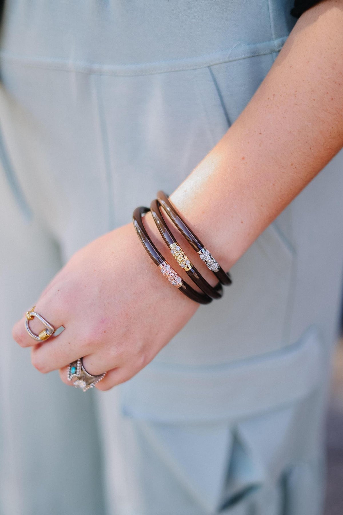 Chocolate Three Kings All Weather Bangles (Set of 3) By BuDhaGirl