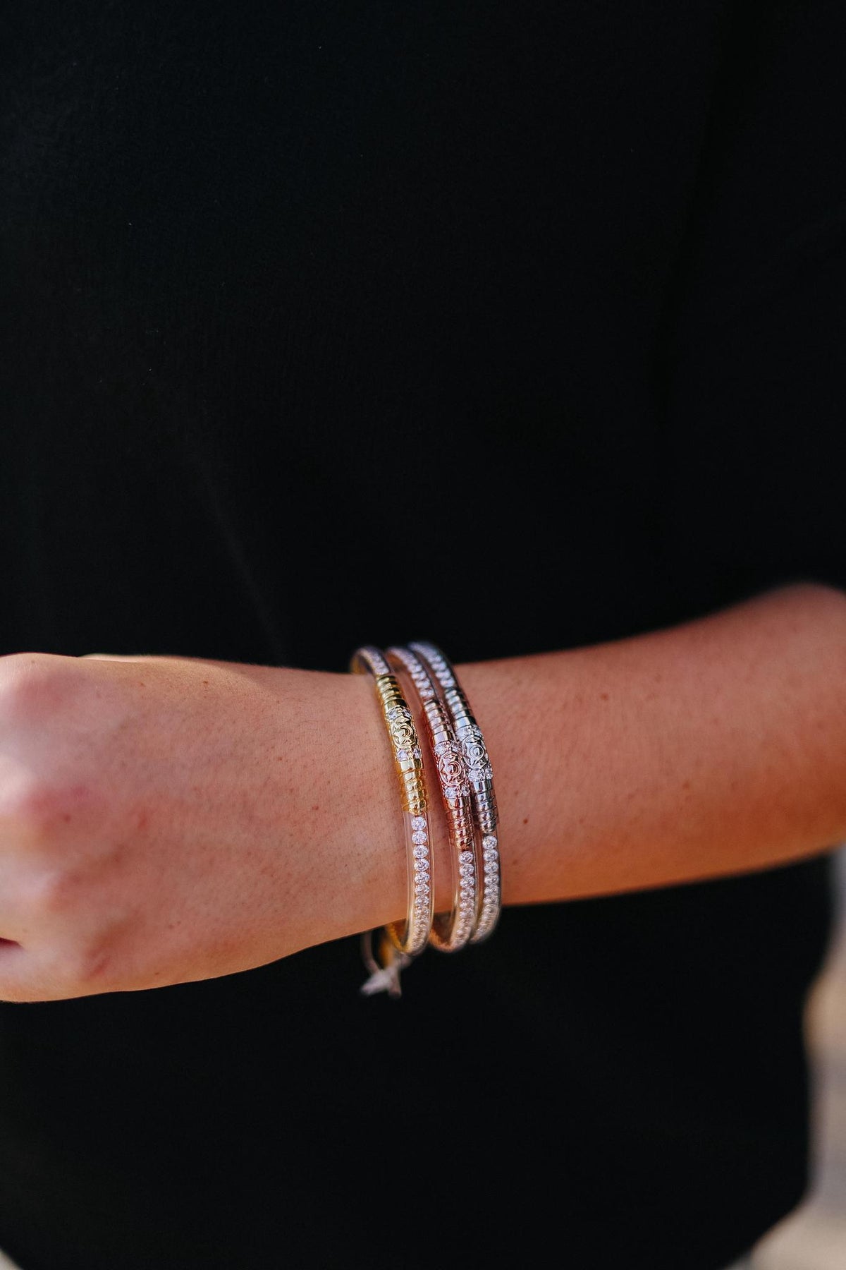 Clear Crystal Three Queens All Weather Bangles By BuDhaGirl