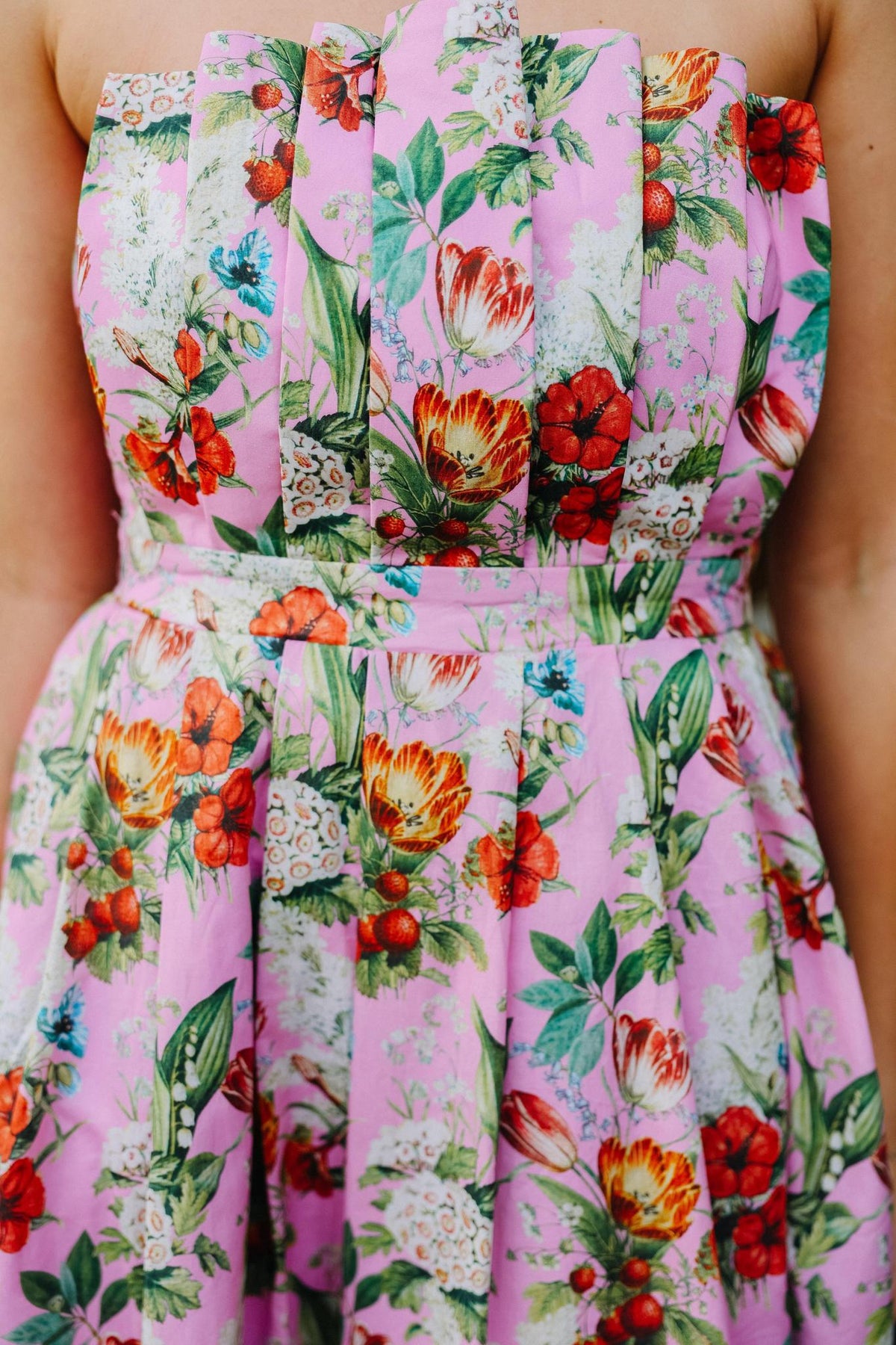 Pink Floral Spring Midi Dress
