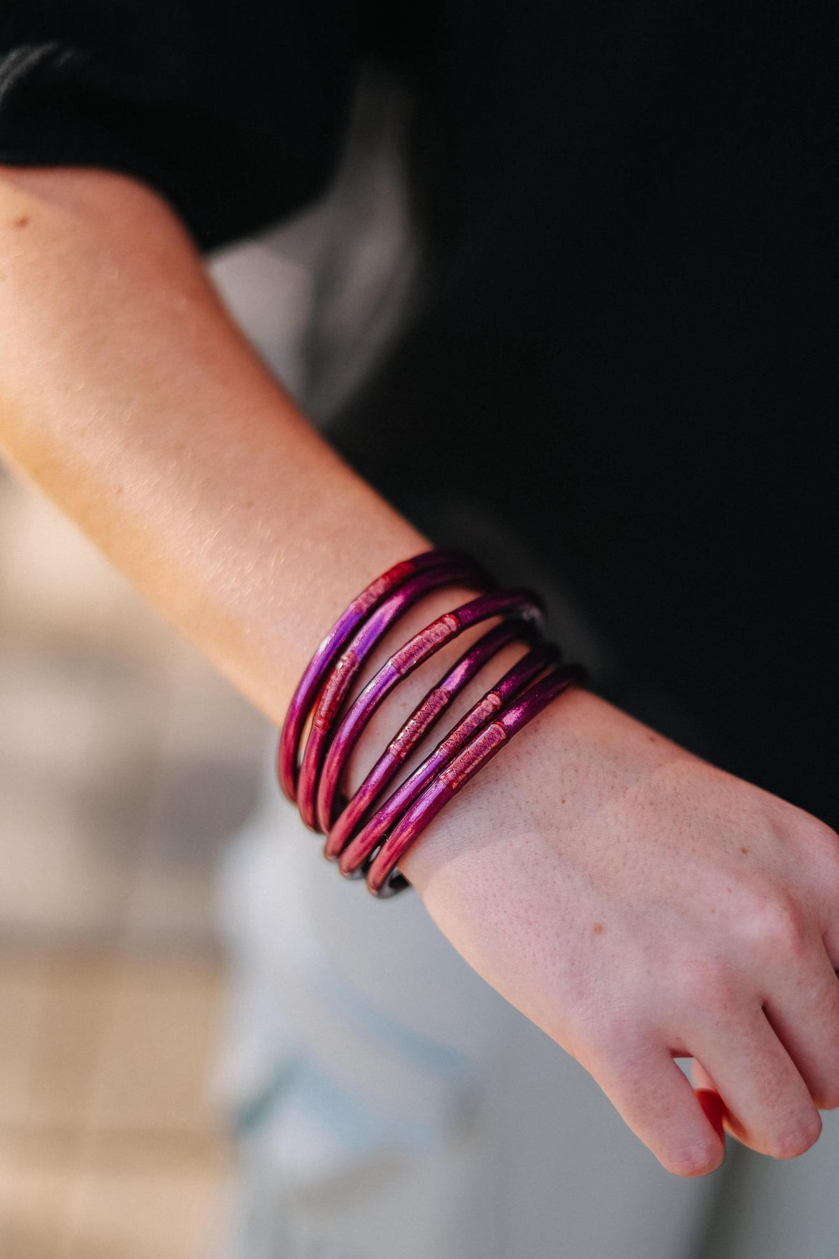Amethyst All Weather Bangles (Set Of 6)- Serenity Prayer By BuDhaGirl