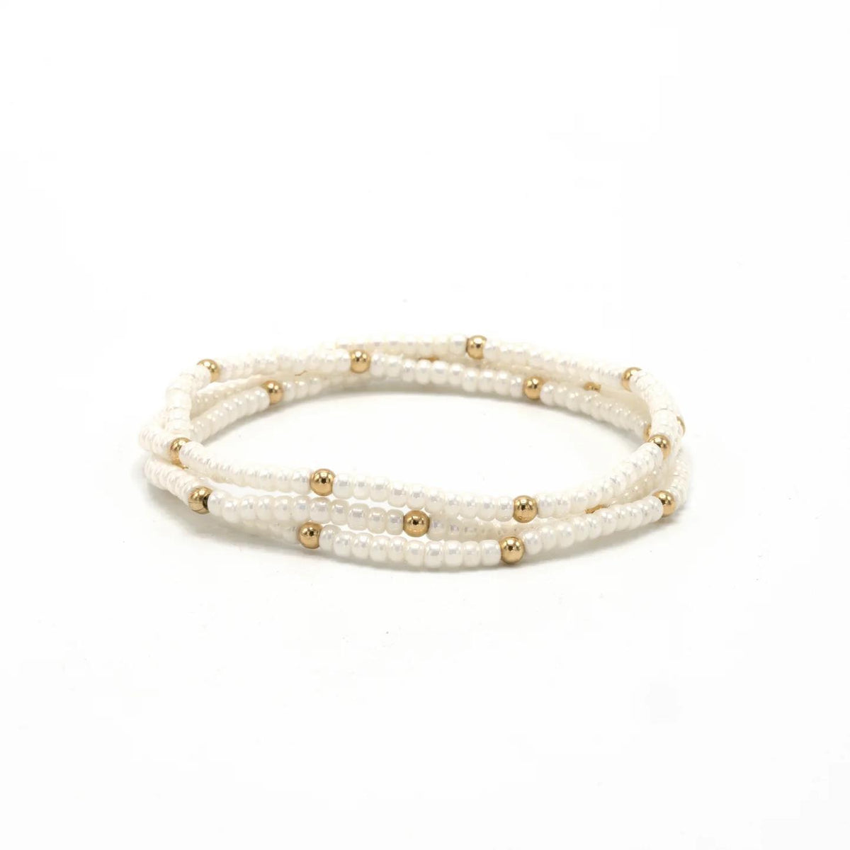 OG Classic Bracelet Stack in Pearl White + Gold Filled