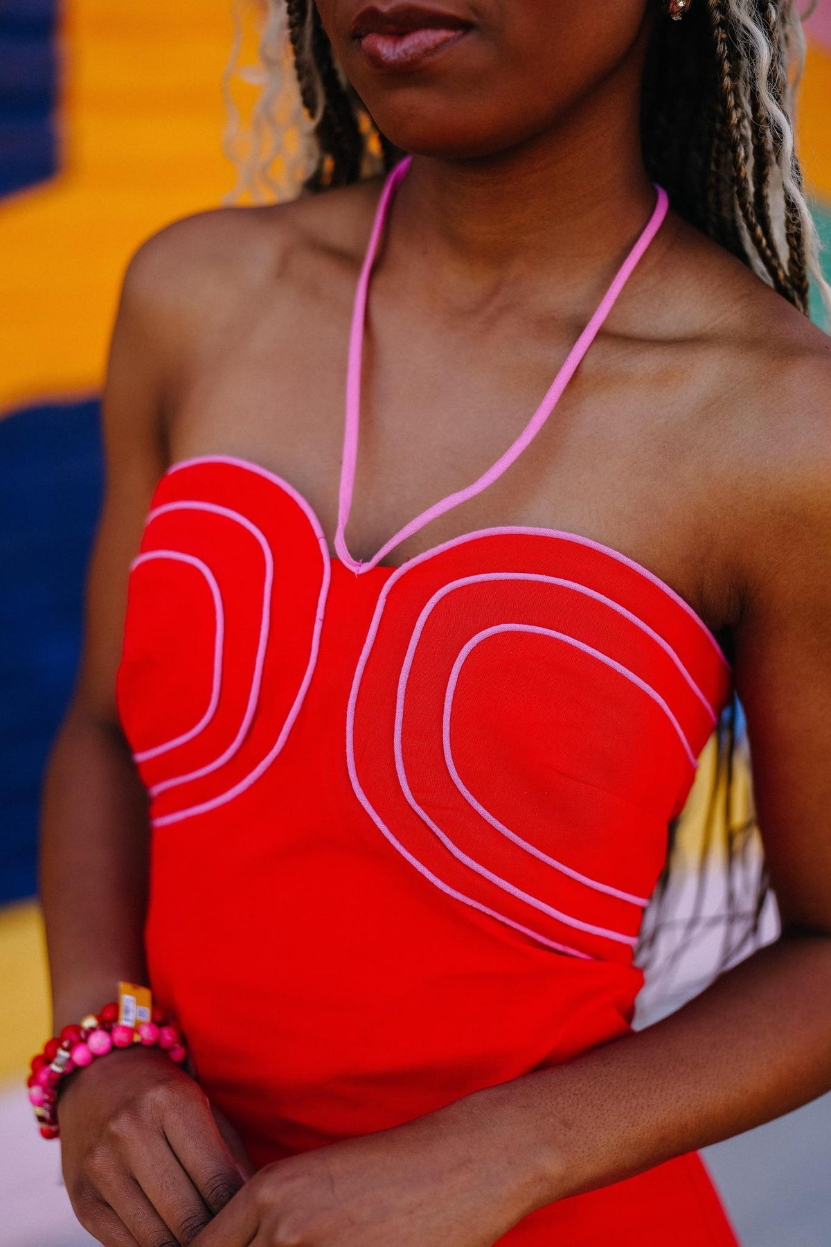 Cherry Red Contrast Trim Mini Dress