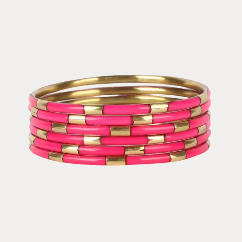 Pink Veda Bangles - Set of 6 By BuDha Girl