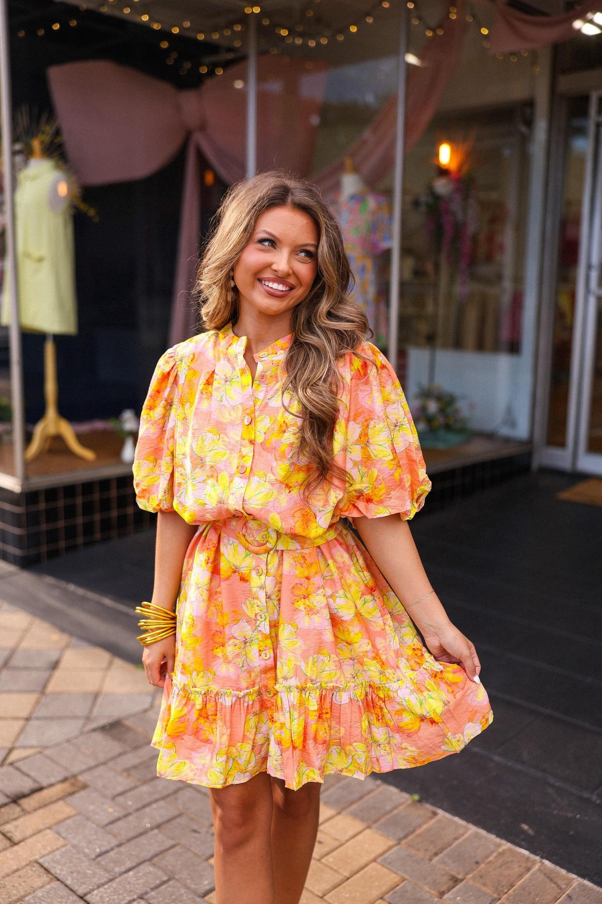 Orange Blossom Belted Mini Dress