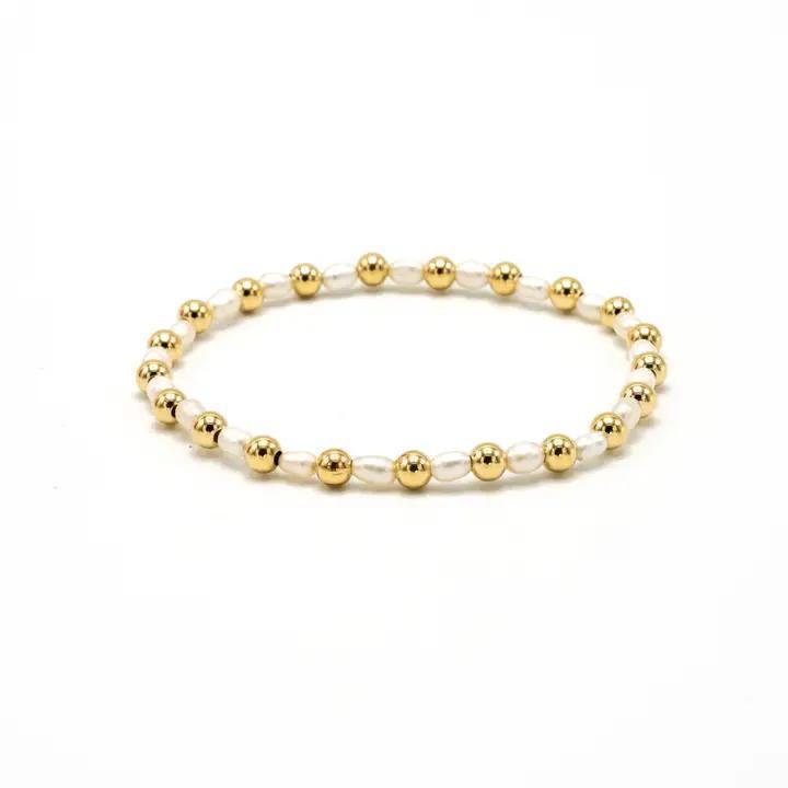 4mm Montauk 14k Gold and Pearl Waterproof Bracelet-6.5"