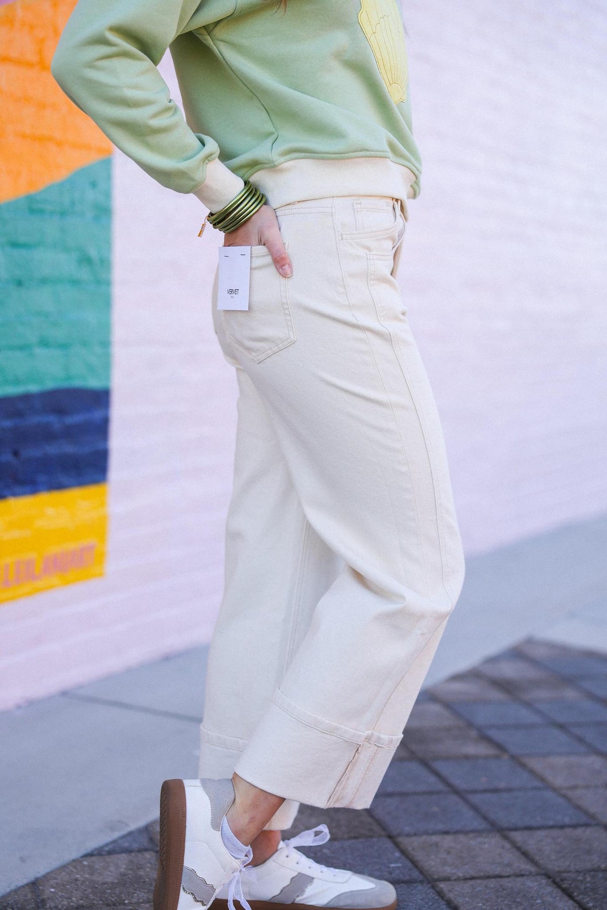 Simply Chic High Rise Cuffed Wide Leg Jean